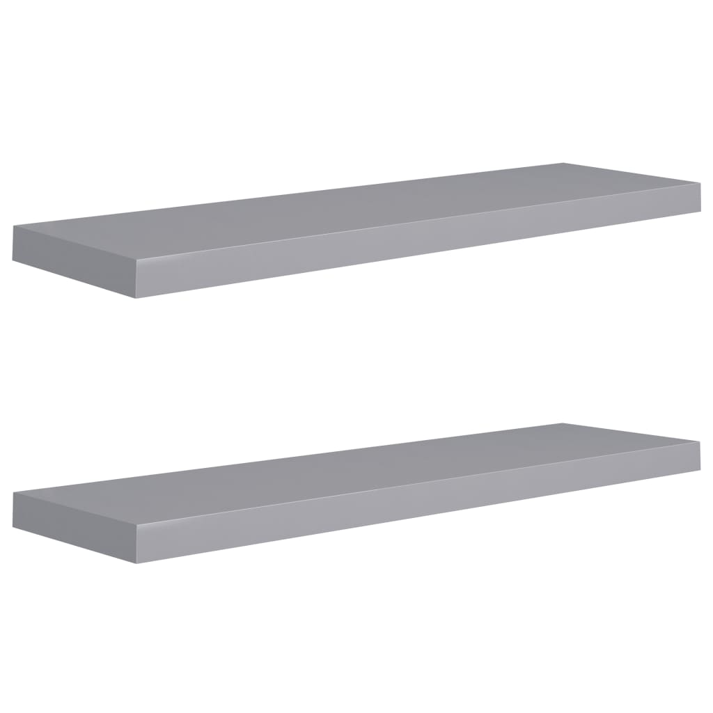 vidaXL Floating Wall Shelves 2 pcs Grey 90x23.5x3.8 cm MDF