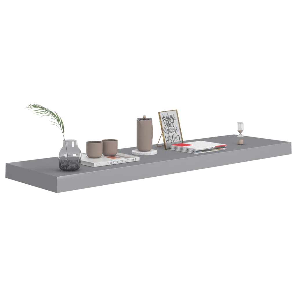 vidaXL Floating Wall Shelves 2 pcs Grey 90x23.5x3.8 cm MDF