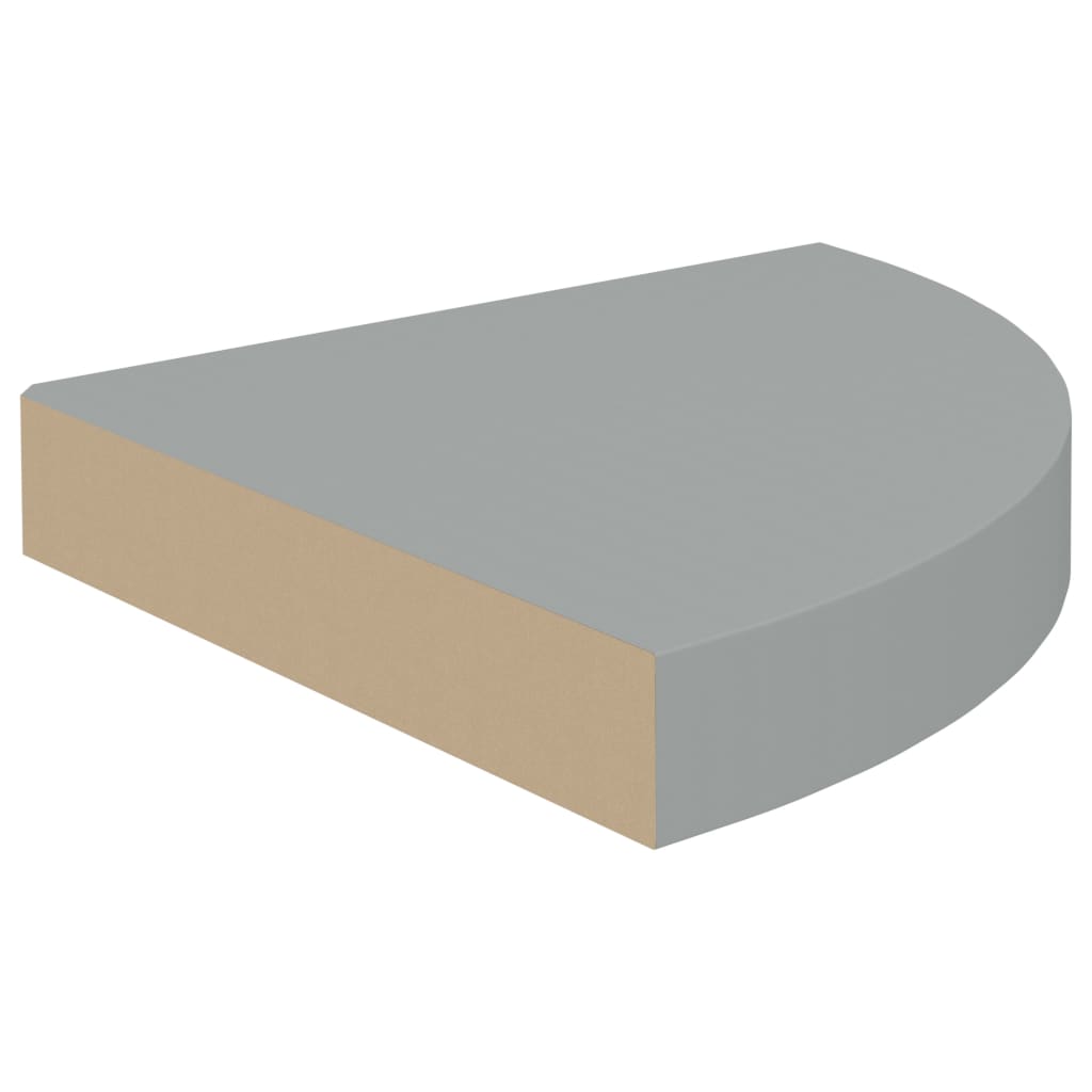 vidaXL Floating Corner Shelf Grey 25x25x3.8 cm MDF