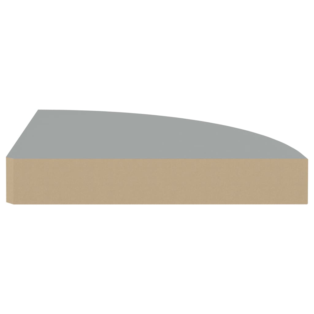 vidaXL Floating Corner Shelf Grey 25x25x3.8 cm MDF