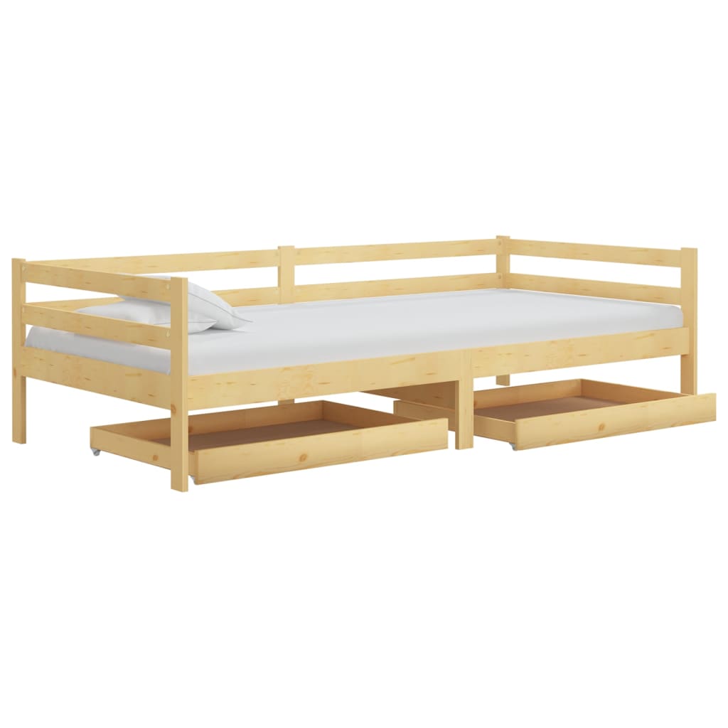 vidaXL Day Bed Drawers 2 pcs Solid Pinewood