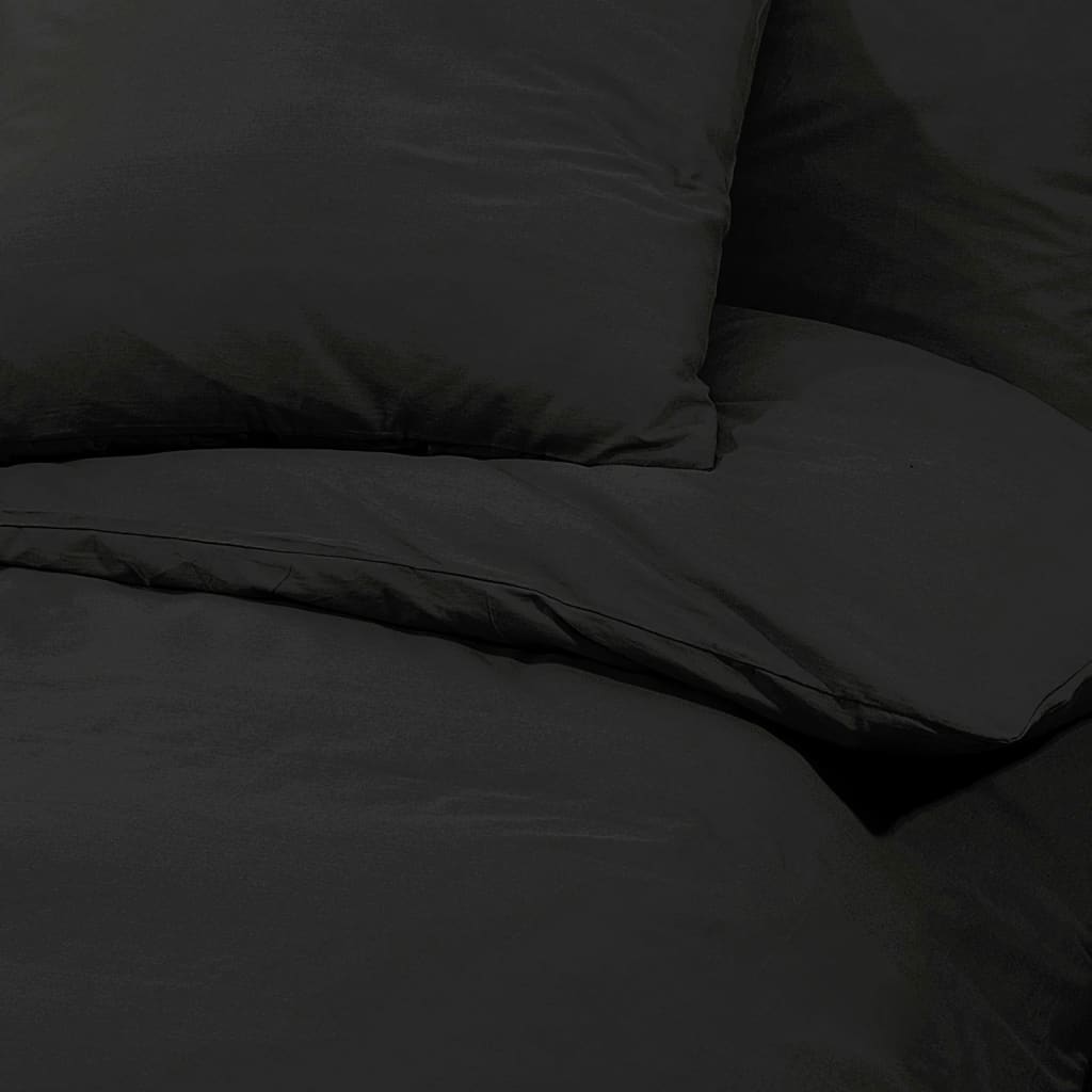 vidaXL Duvet Cover Set Black 140x200 cm Cotton