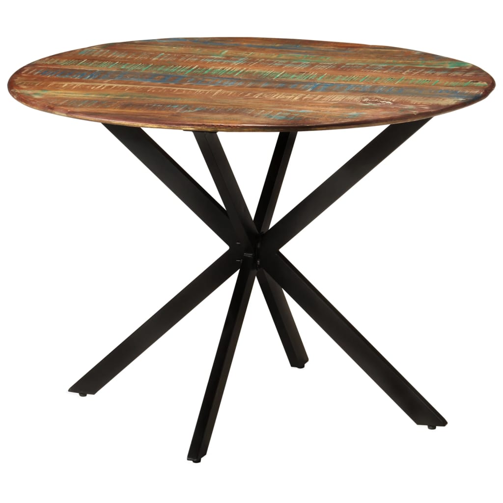 vidaXL Dining Table Ø110x78 cm Solid Wood Reclaimed and Steel