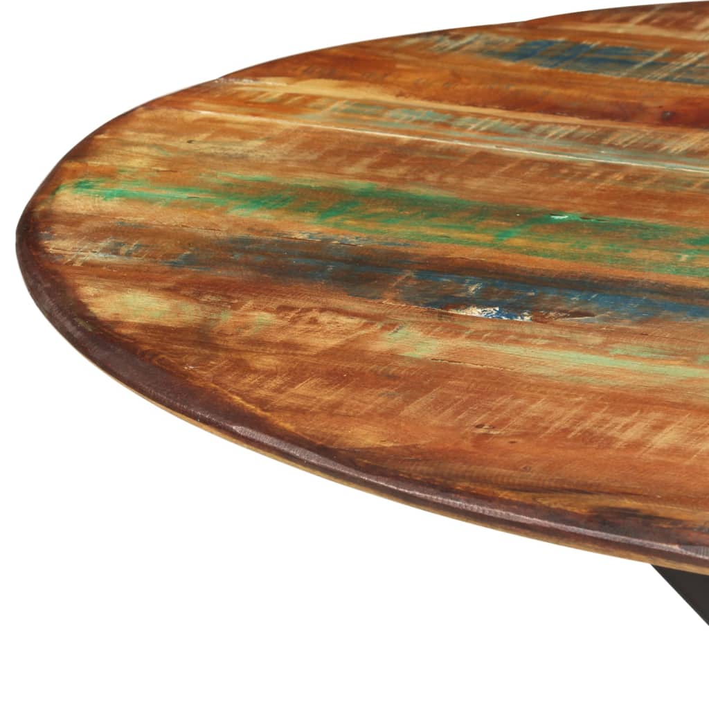 vidaXL Dining Table Ø110x78 cm Solid Wood Reclaimed and Steel