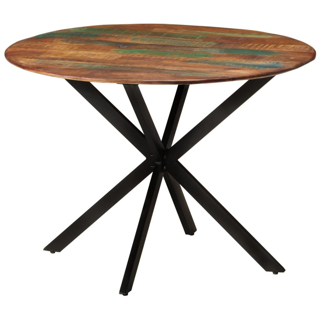 vidaXL Dining Table Ø110x78 cm Solid Wood Reclaimed and Steel