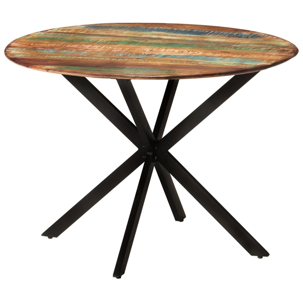vidaXL Dining Table Ø110x78 cm Solid Wood Reclaimed and Steel