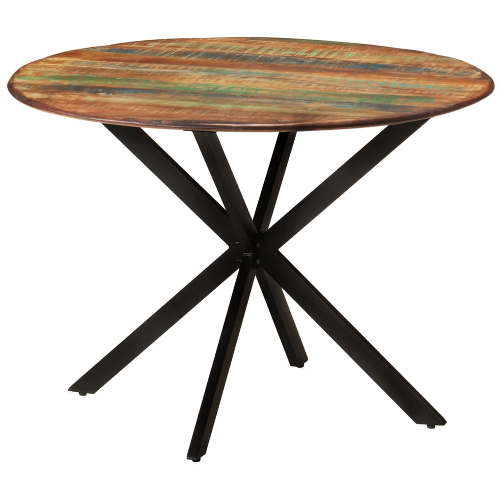 vidaXL Dining Table Ø110x78 cm Solid Wood Reclaimed and Steel