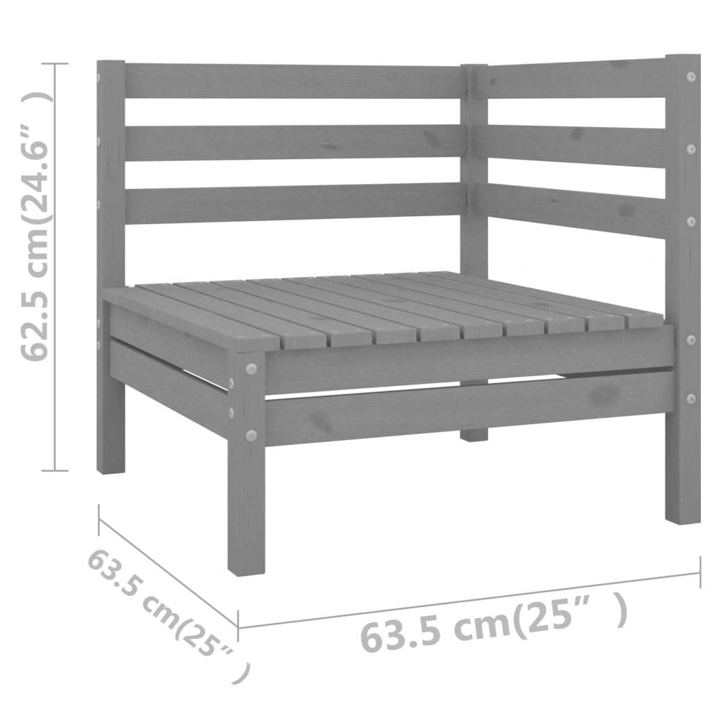 vidaXL 3 Piece Garden Lounge Set Grey Solid Pinewood