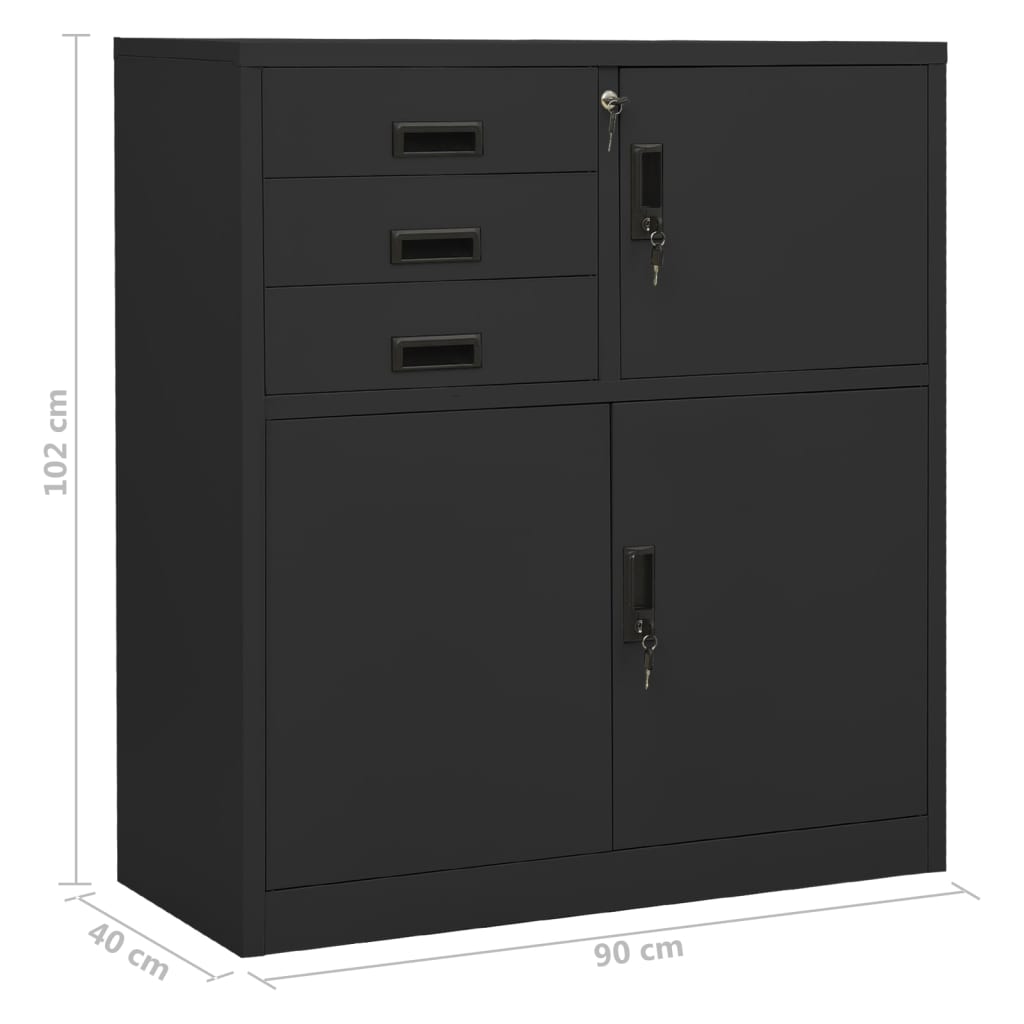 vidaXL Office Cabinet with Planter Box Anthracite 90x40x125 cm Steel