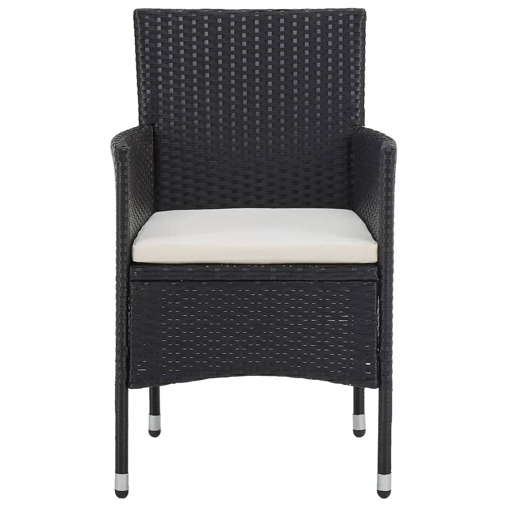 vidaXL 3 Piece Garden Dining Set Poly Rattan and Solid Wood Black