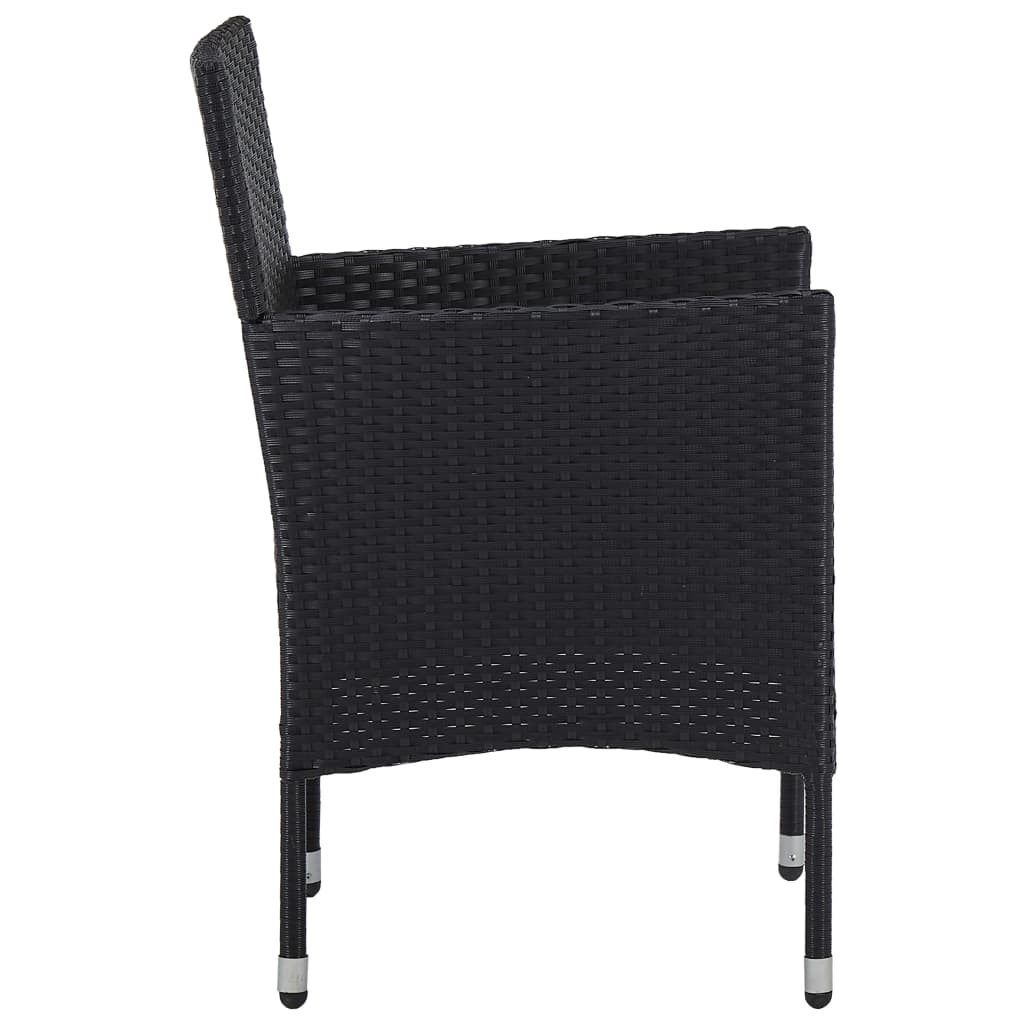 vidaXL 3 Piece Garden Dining Set Poly Rattan and Solid Wood Black