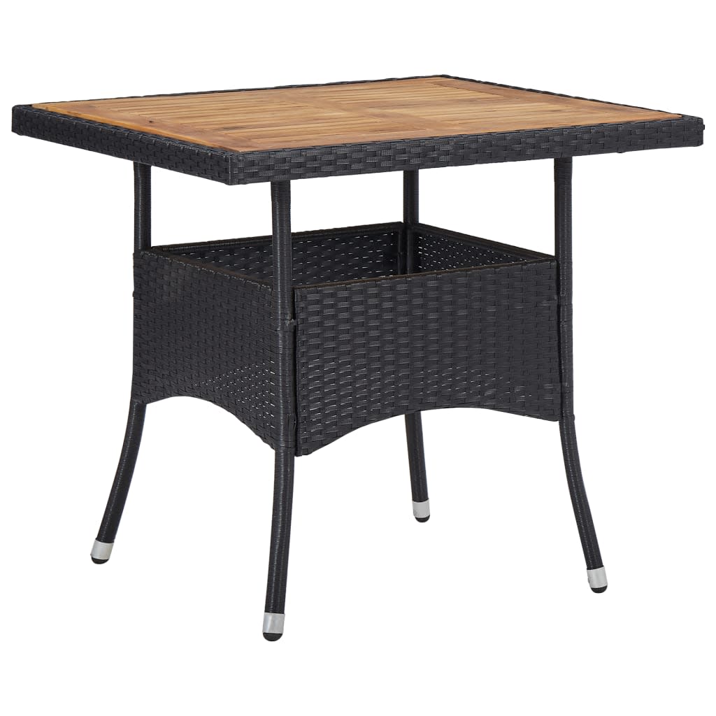 vidaXL 3 Piece Garden Dining Set Poly Rattan and Solid Wood Black