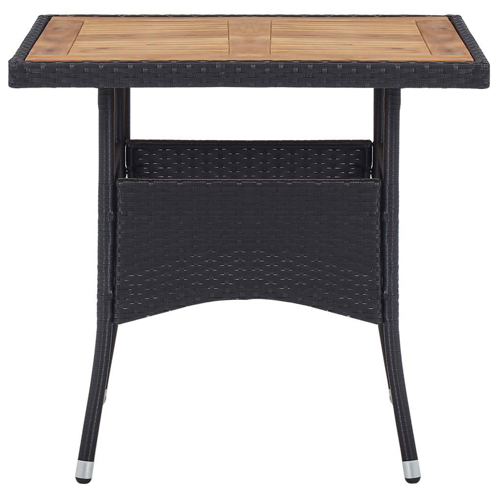 vidaXL 3 Piece Garden Dining Set Poly Rattan and Solid Wood Black