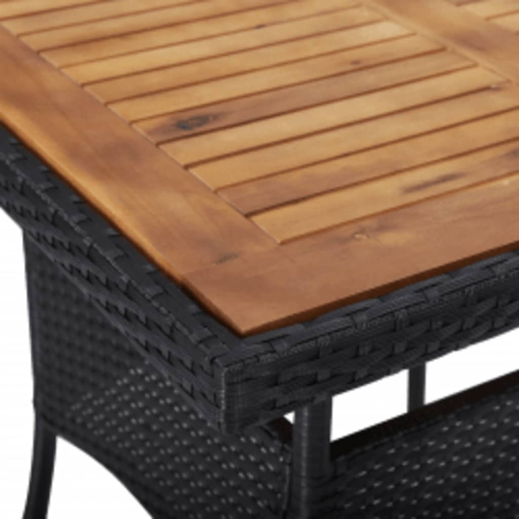 vidaXL 3 Piece Garden Dining Set Poly Rattan and Solid Wood Black