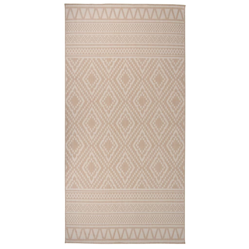 vidaXL Outdoor Flatweave Rug 100x200 cm Brown Stripes