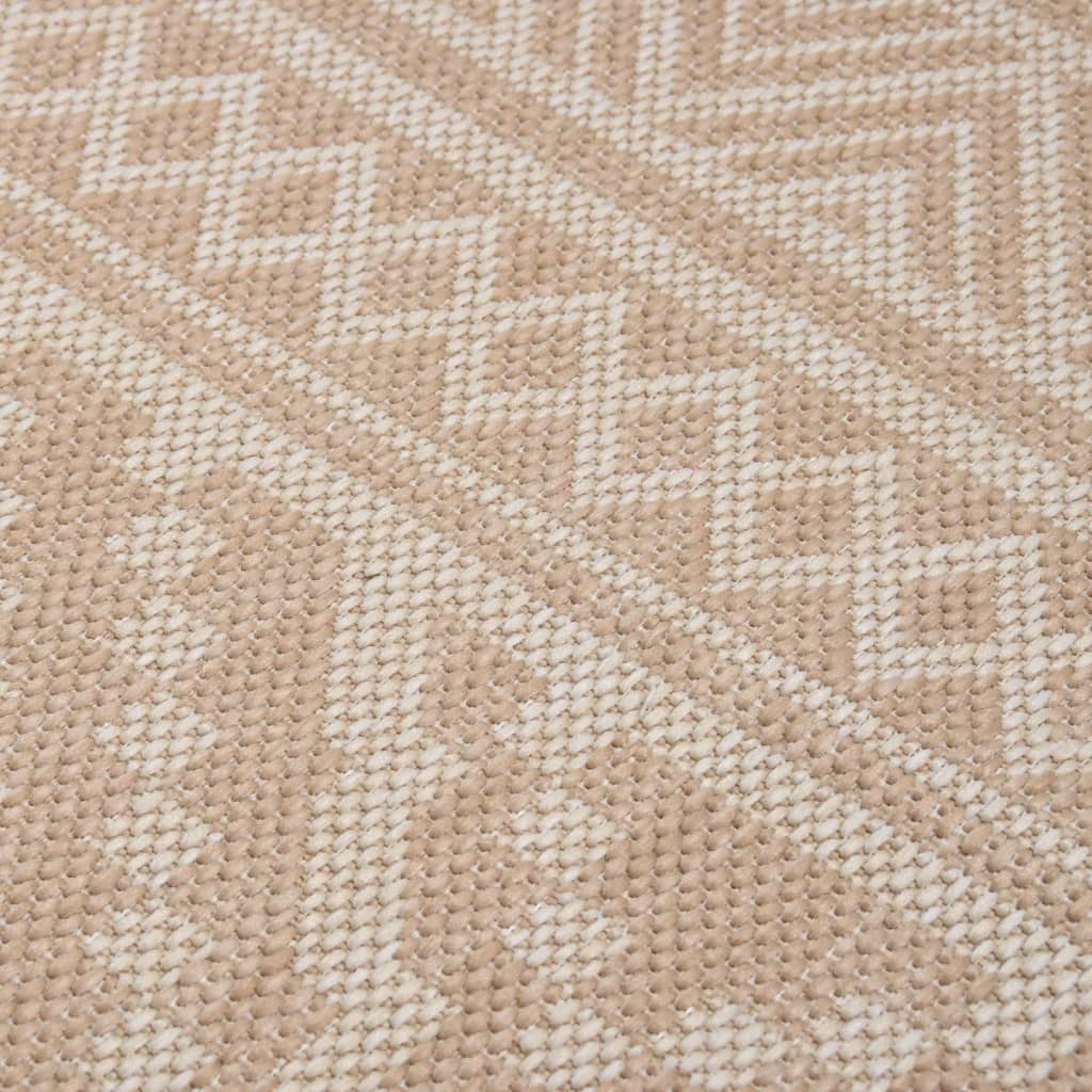vidaXL Outdoor Flatweave Rug 100x200 cm Brown Stripes