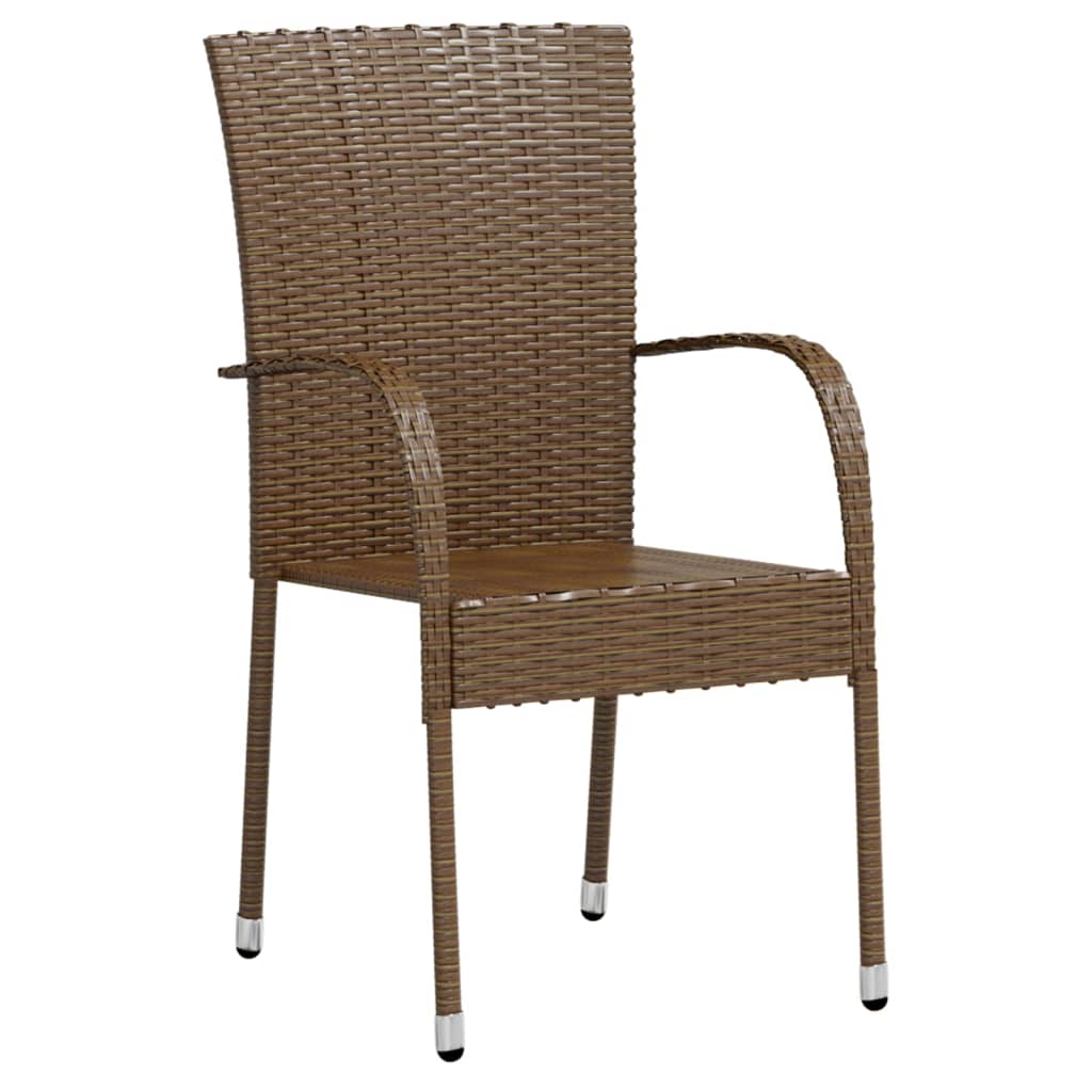 vidaXL 3 Piece Garden Dining Set Poly Rattan Brown