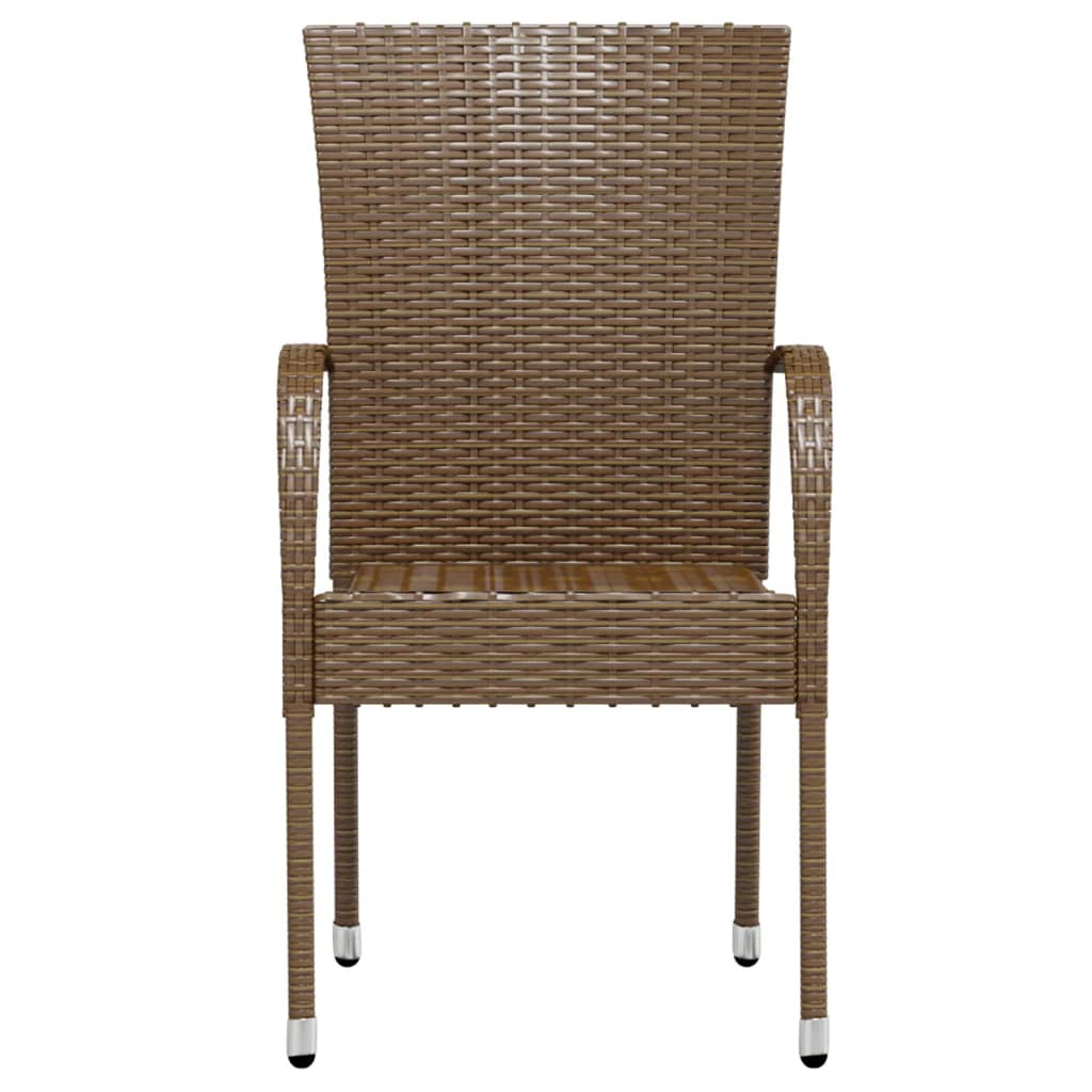 vidaXL 3 Piece Garden Dining Set Poly Rattan Brown