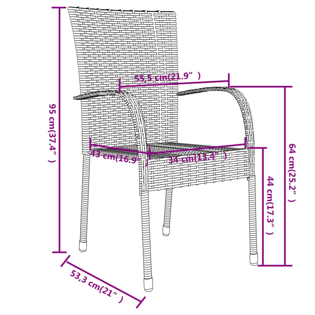 vidaXL 3 Piece Garden Dining Set Poly Rattan Brown