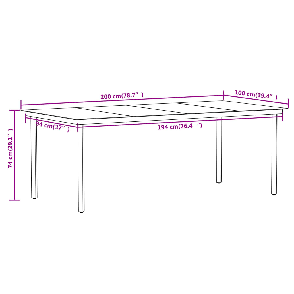 vidaXL 9 Piece Garden Dining Set Black