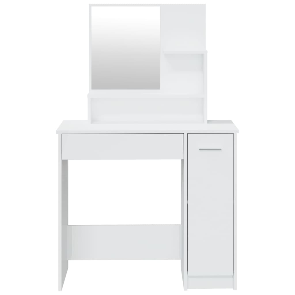 vidaXL Dressing Table with Mirror High Gloss White 86.5x35x136 cm