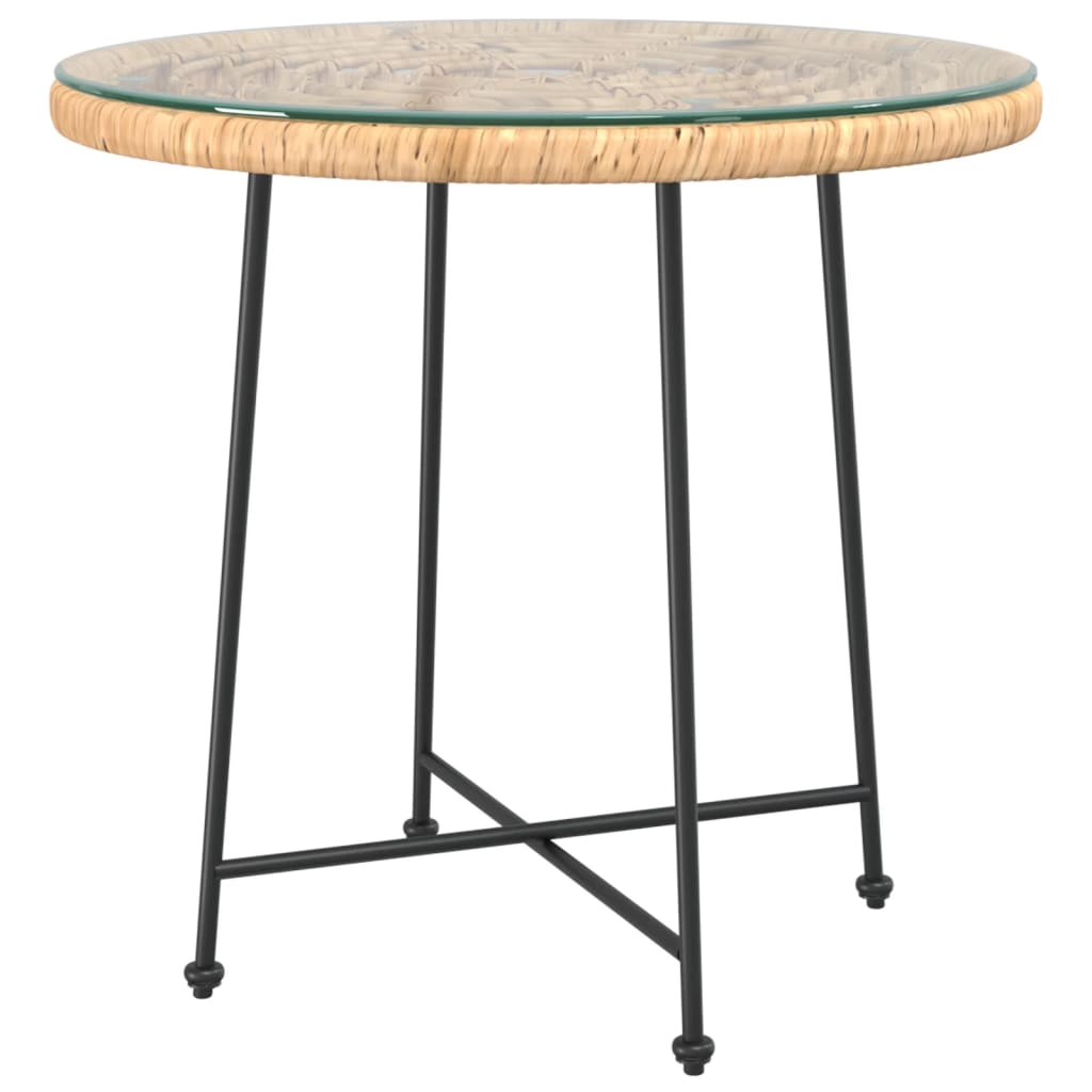 vidaXL Dining Table Ø80 cm Tempered Glass and Steel
