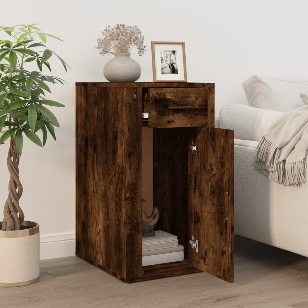vidaXL Desk Cabinet Smoked Oak 40x49x75 cm Engineered Wood