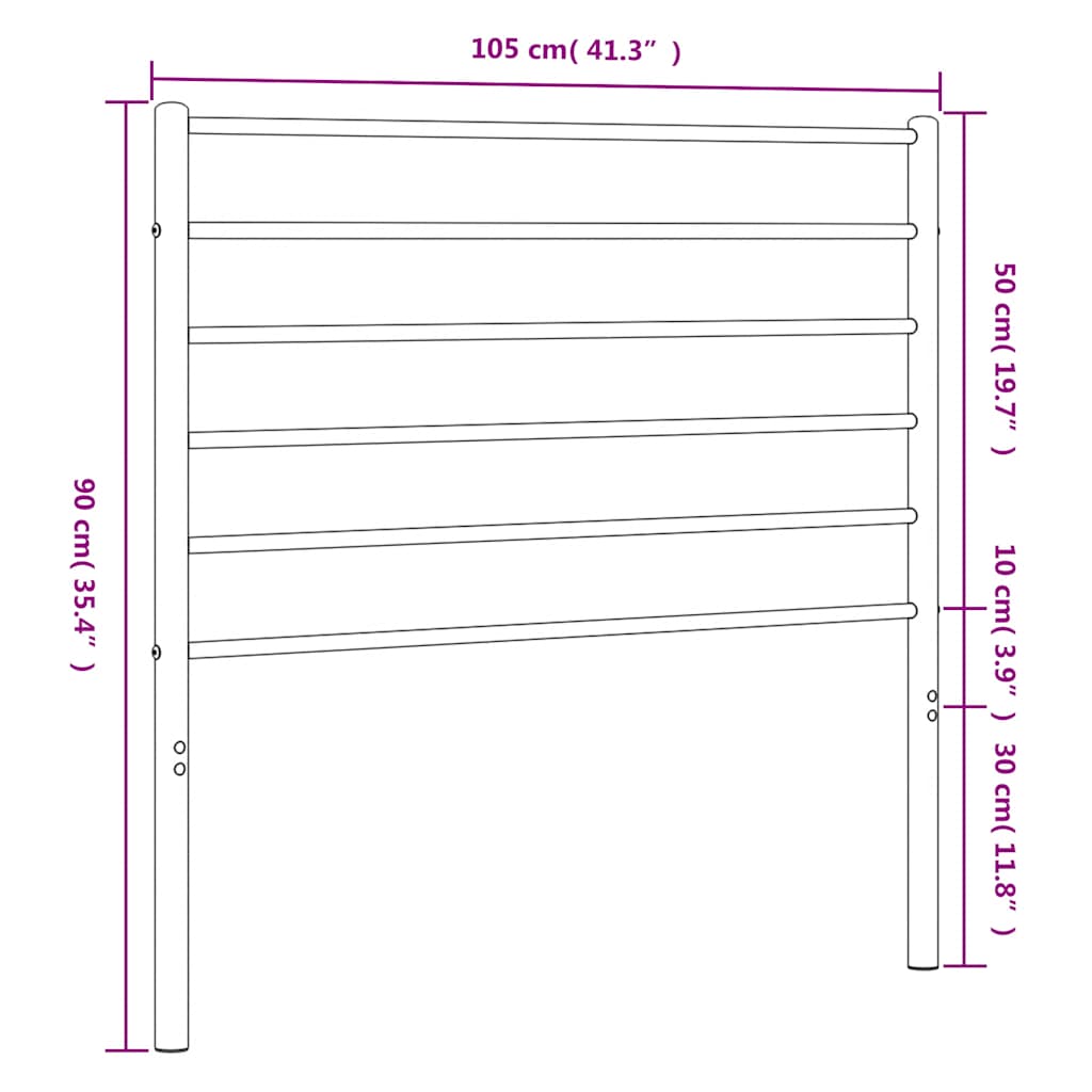 vidaXL Metal Headboard Black 100 cm
