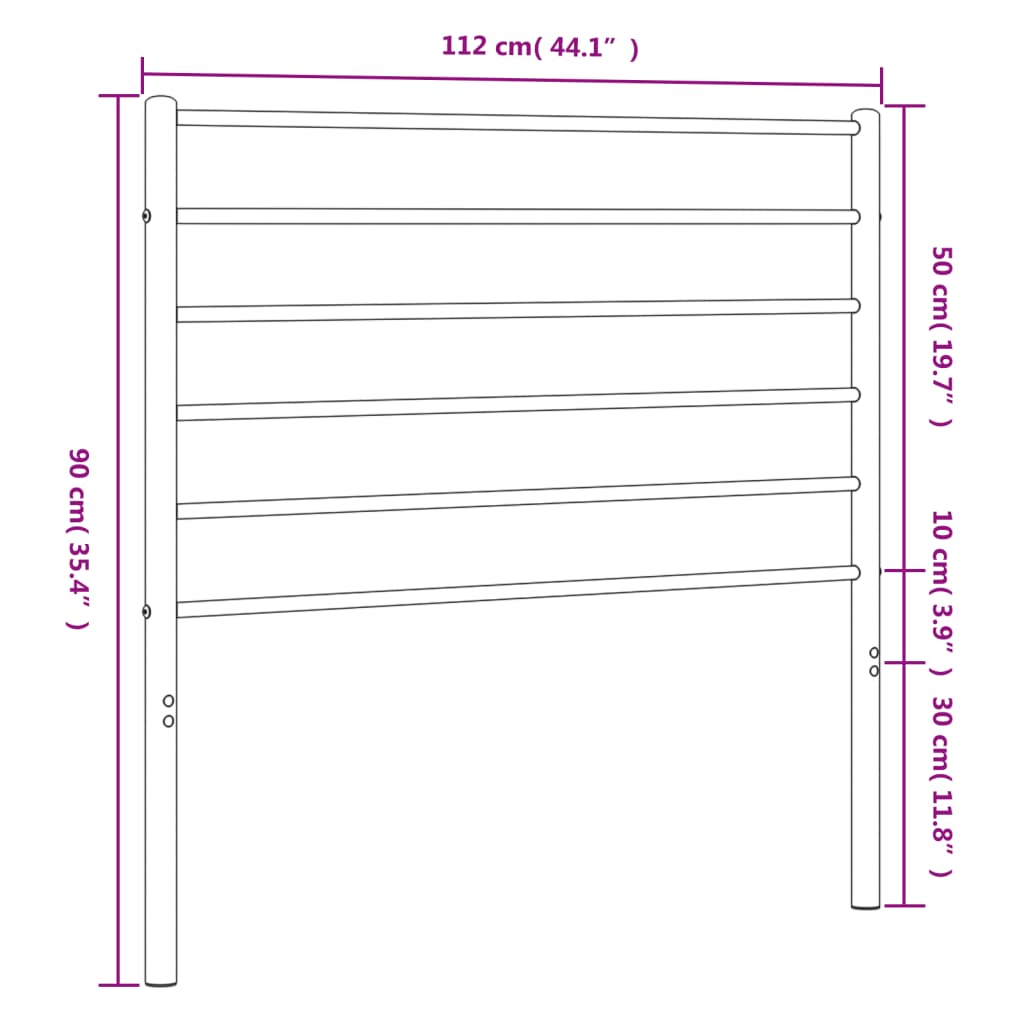 vidaXL Metal Headboard Black 107 cm