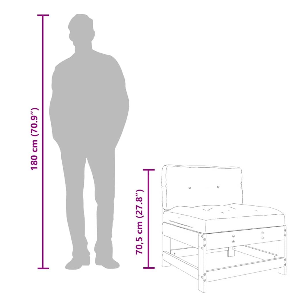 vidaXL Middle Sofa with Cushions Impregnated Wood Pine
