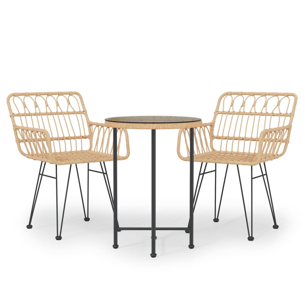 vidaXL 3 Piece Garden Dining Set Poly Rattan