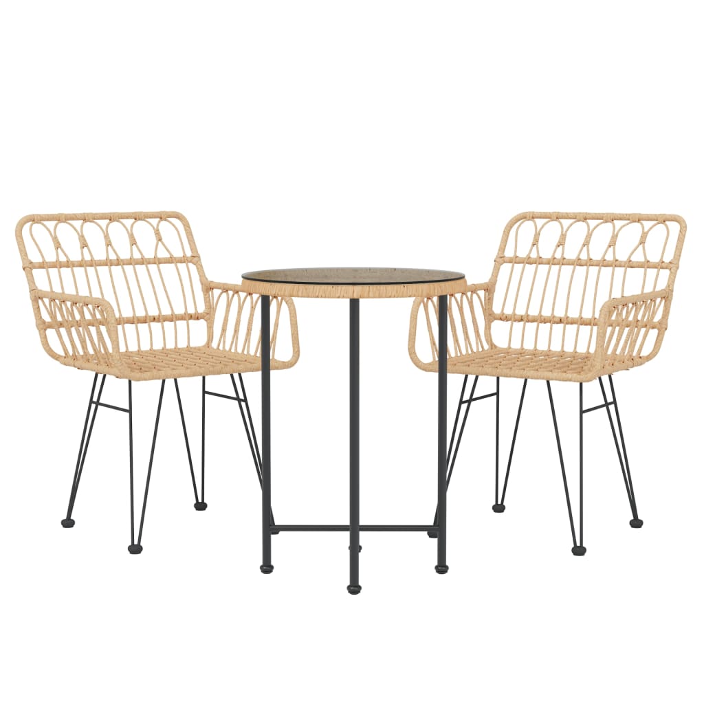vidaXL 3 Piece Garden Dining Set Poly Rattan