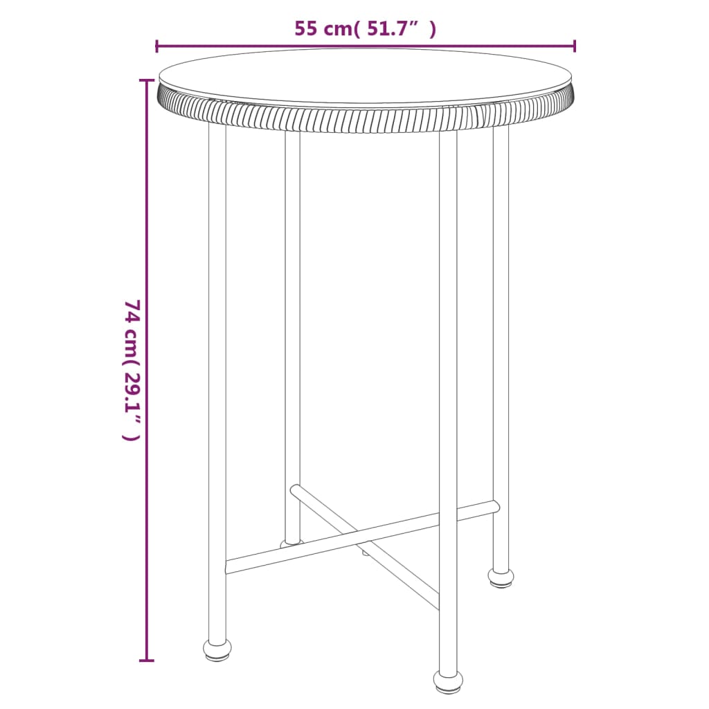 vidaXL 3 Piece Garden Dining Set Poly Rattan