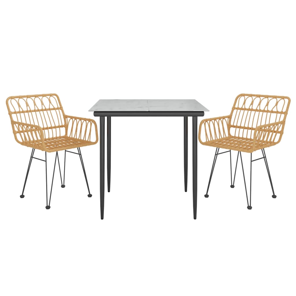 vidaXL 3 Piece Garden Dining Set Poly Rattan