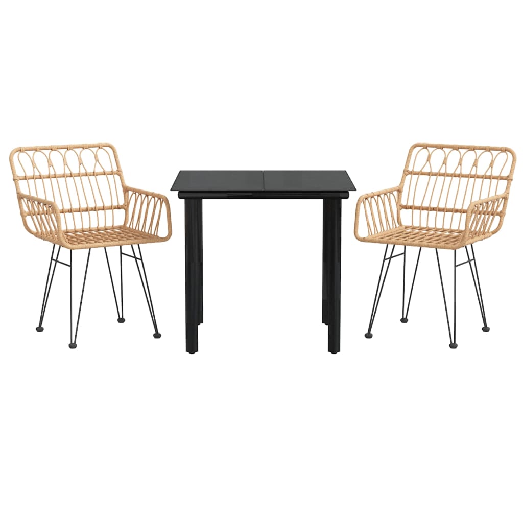 vidaXL 3 Piece Garden Dining Set Poly Rattan