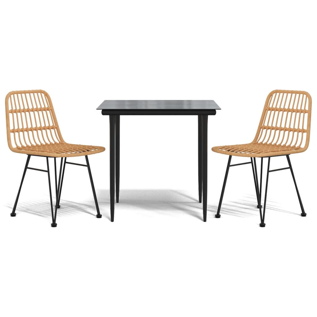 vidaXL 3 Piece Garden Dining Set Poly Rattan