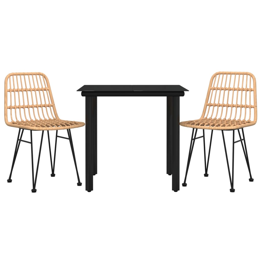 vidaXL 3 Piece Garden Dining Set Poly Rattan