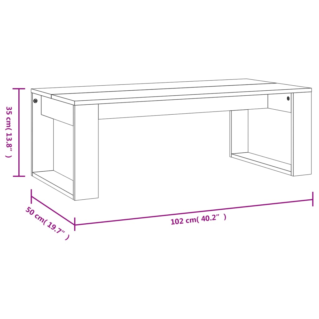 vidaXL Coffee Table Sonoma Oak 102x50x35 cm Engineered Wood
