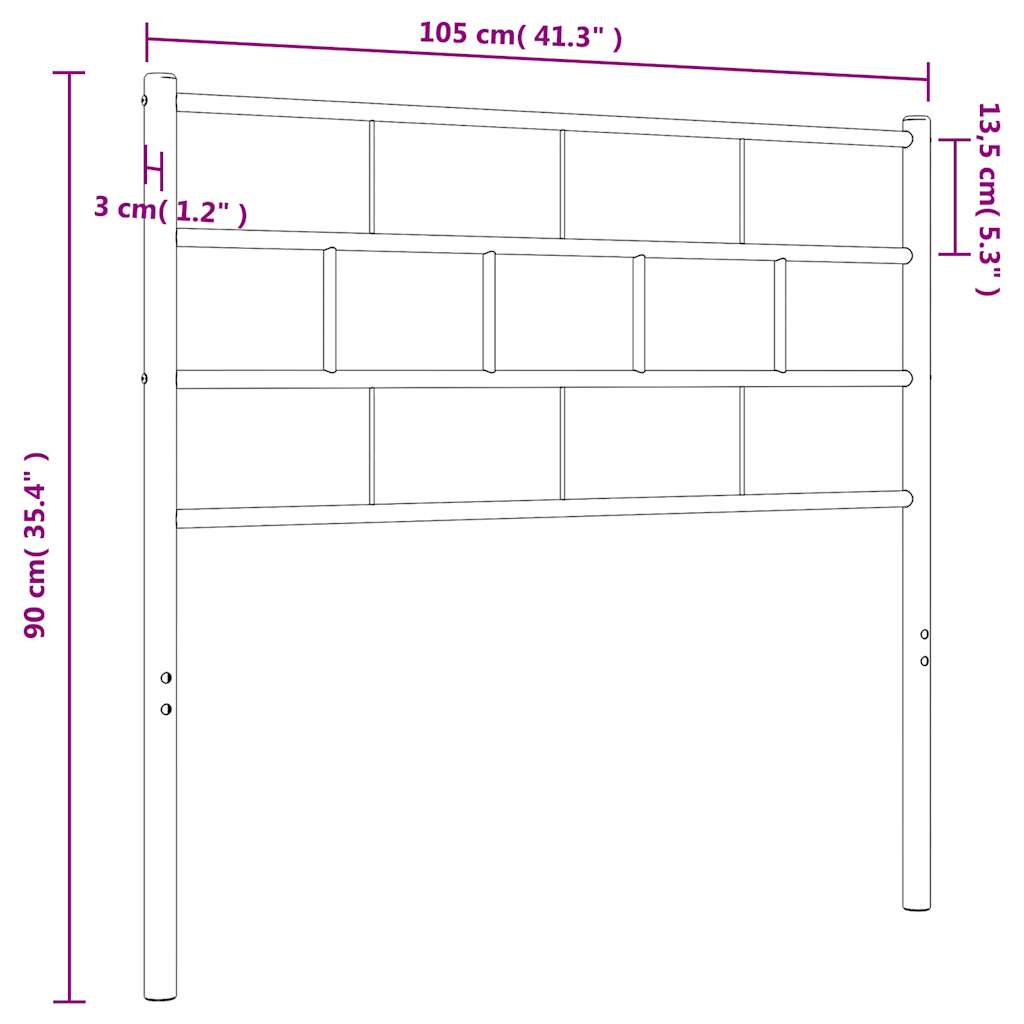 vidaXL Metal Headboard Black 100 cm