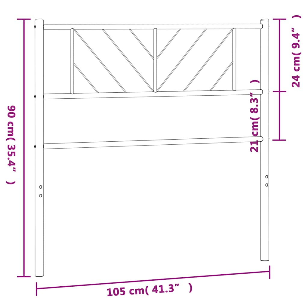 vidaXL Metal Headboard Black 100 cm