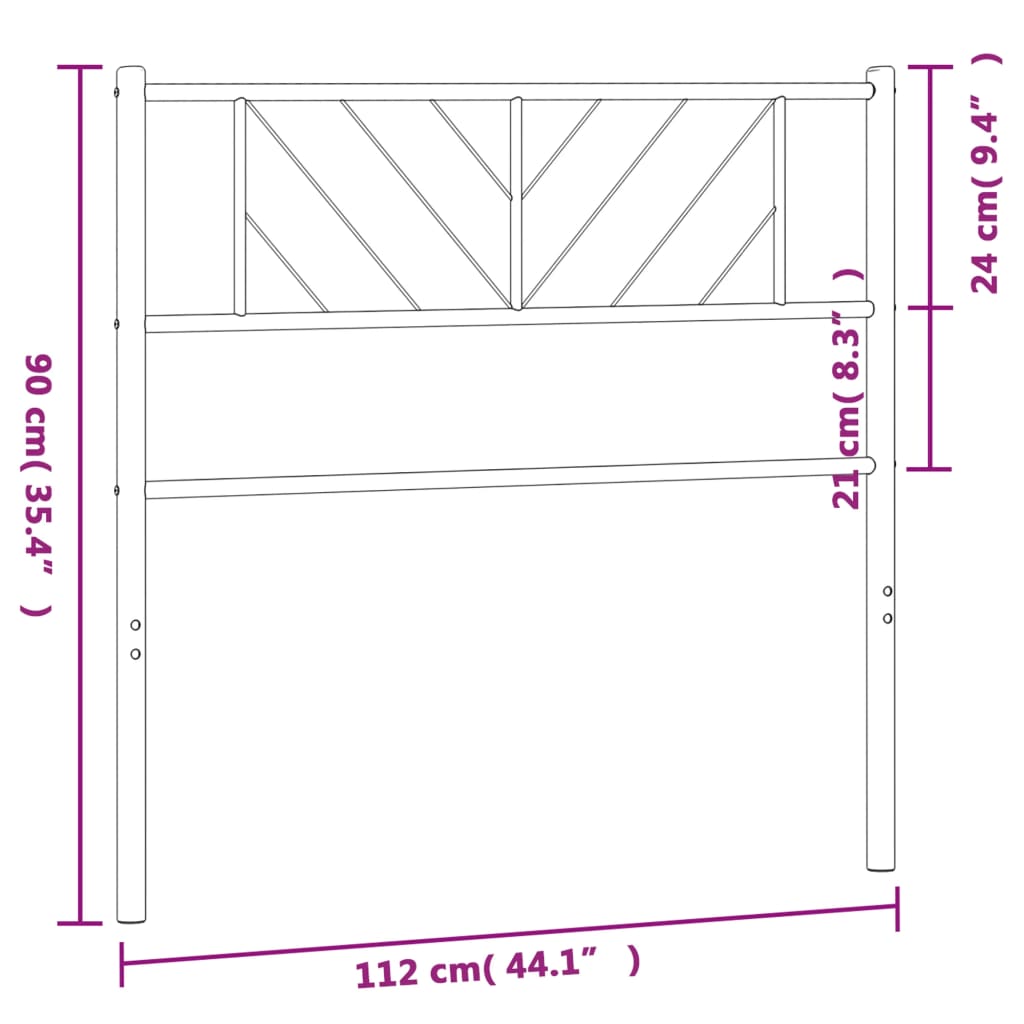 vidaXL Metal Headboard Black 107 cm