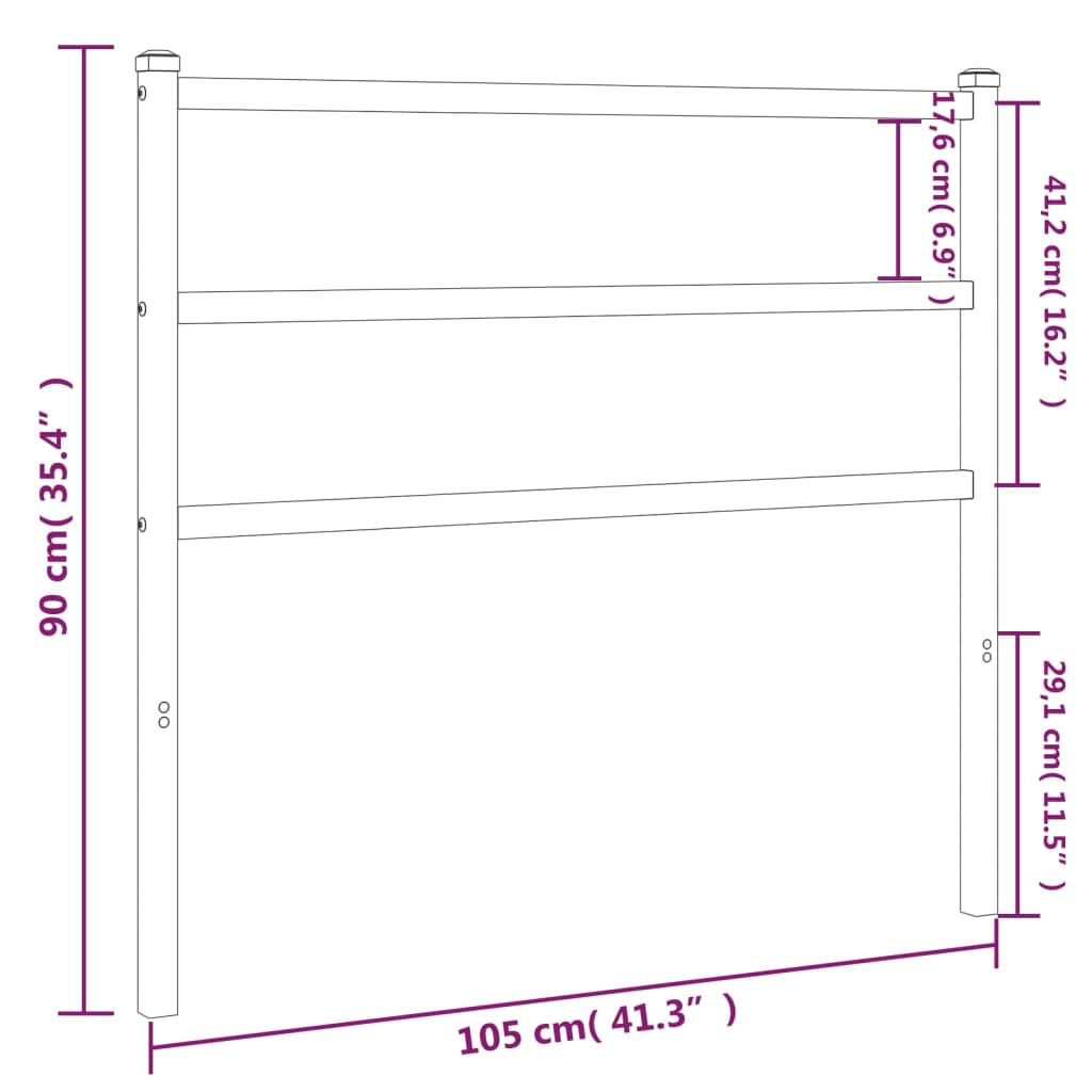 vidaXL Metal Headboard Black 100 cm
