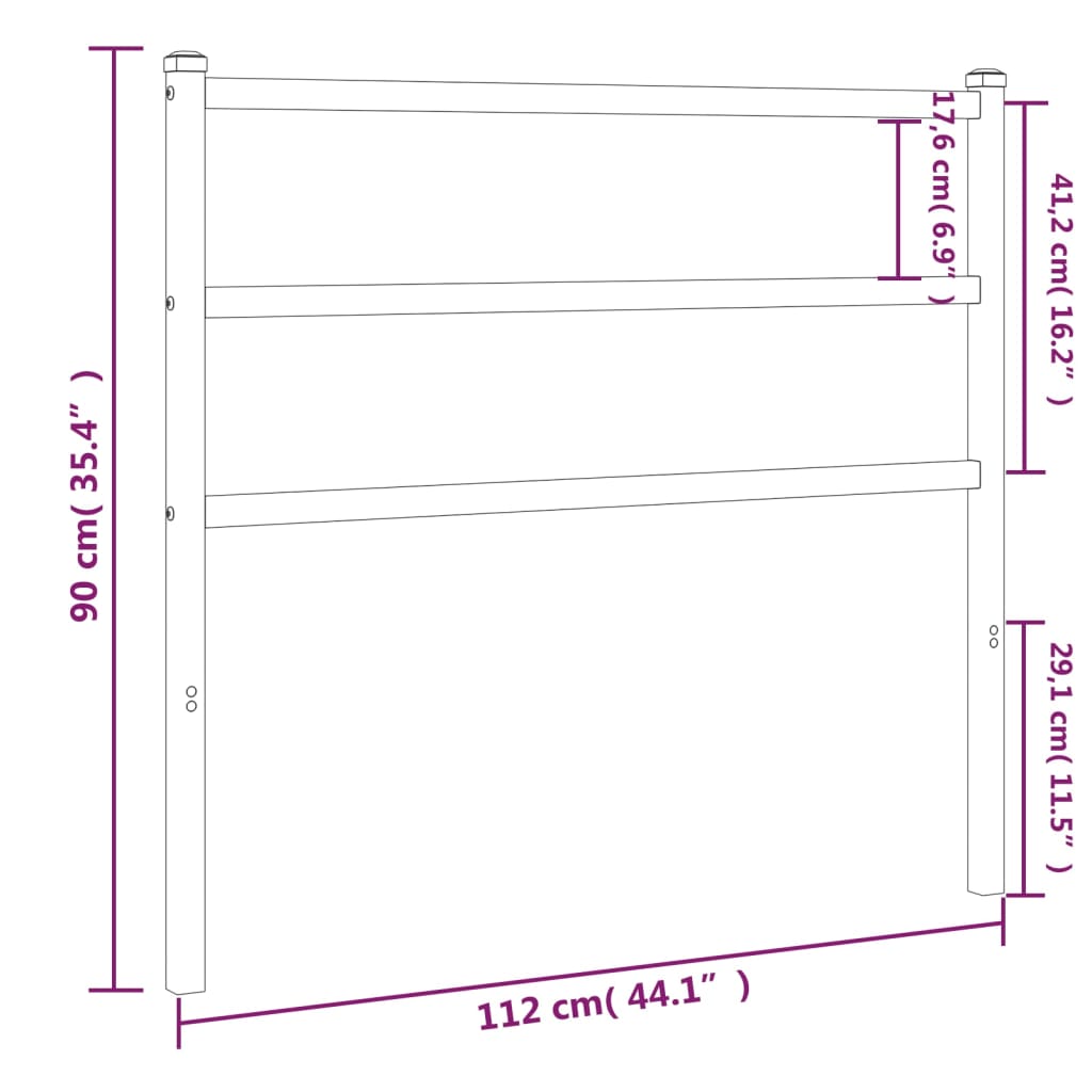 vidaXL Metal Headboard Black 107 cm
