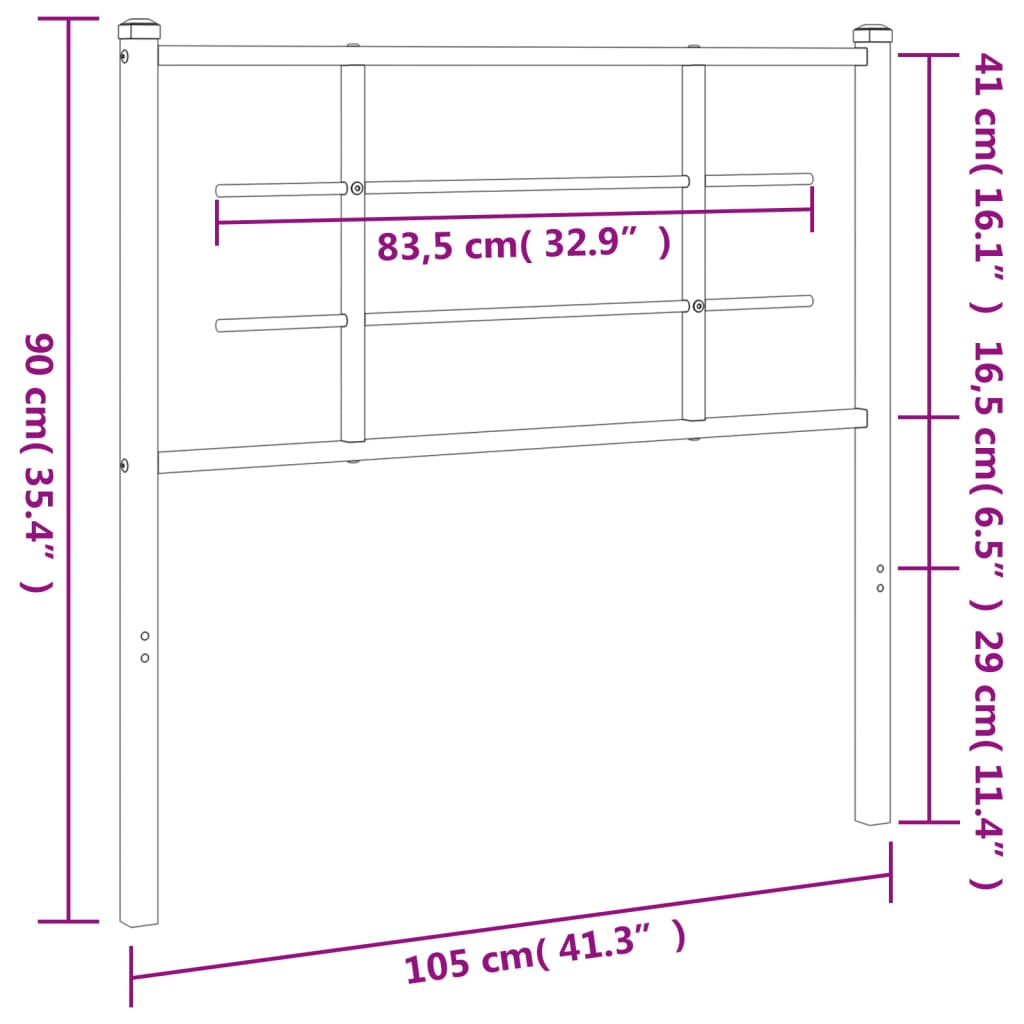 vidaXL Metal Headboard Black 100 cm