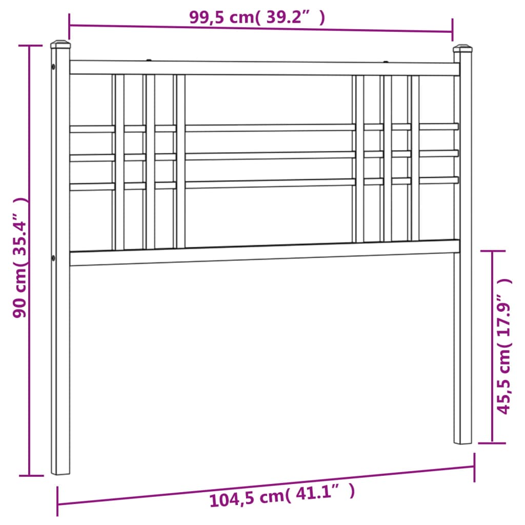 vidaXL Metal Headboard Black 100cm