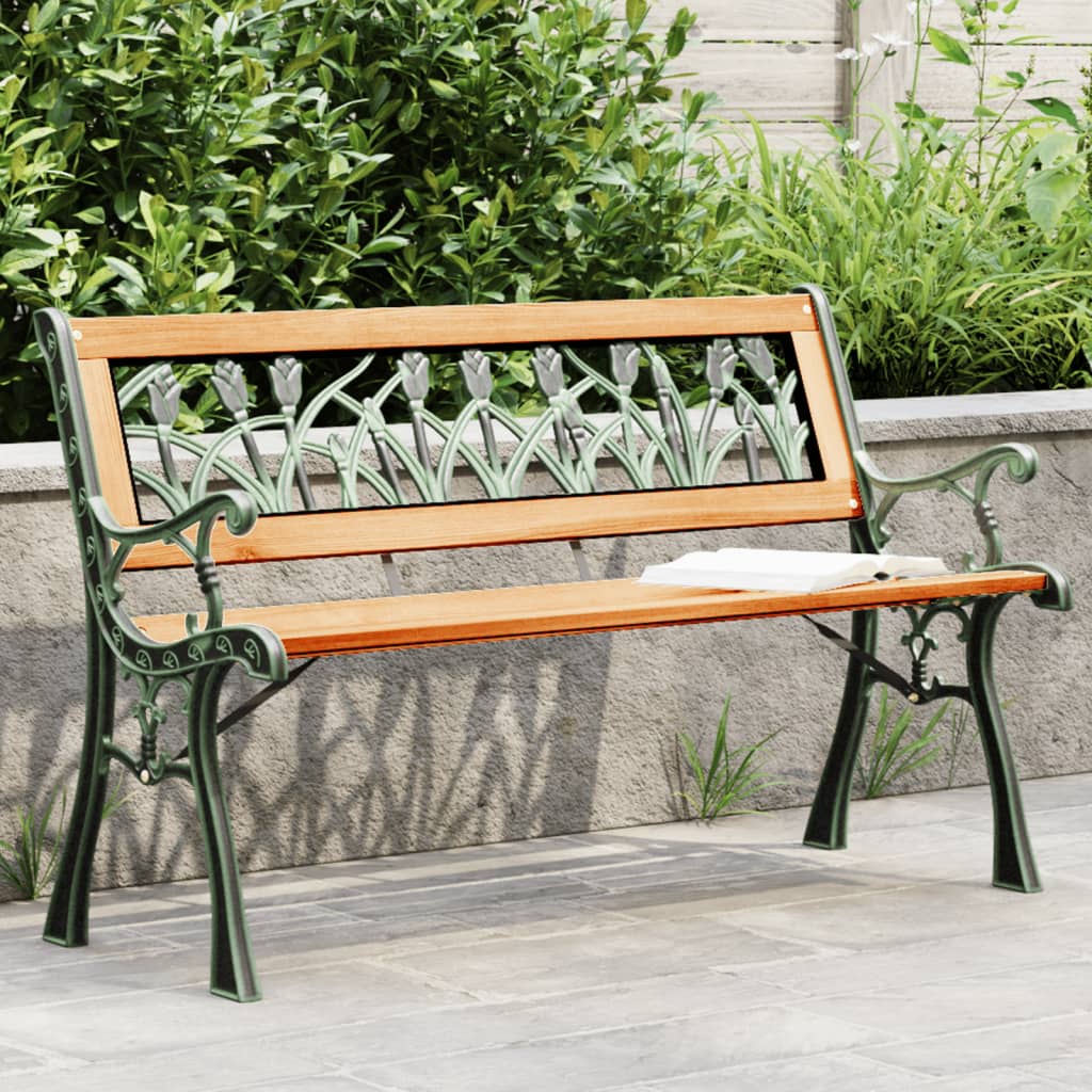 vidaXL Garden Bench 116 cm Solid Wood Fir and Steel