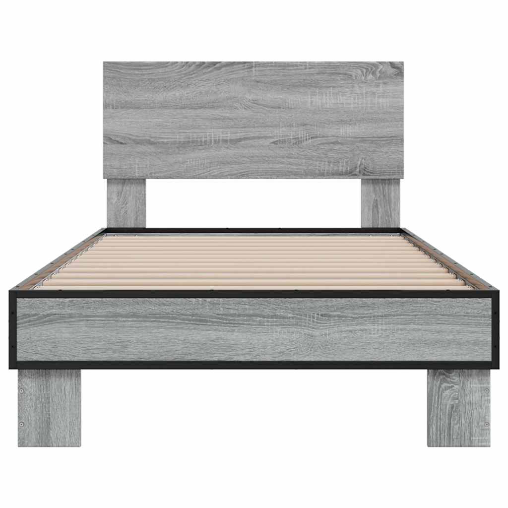 vidaXL Bed Frame without Mattress Grey Sonoma 75x190 cm Small Single