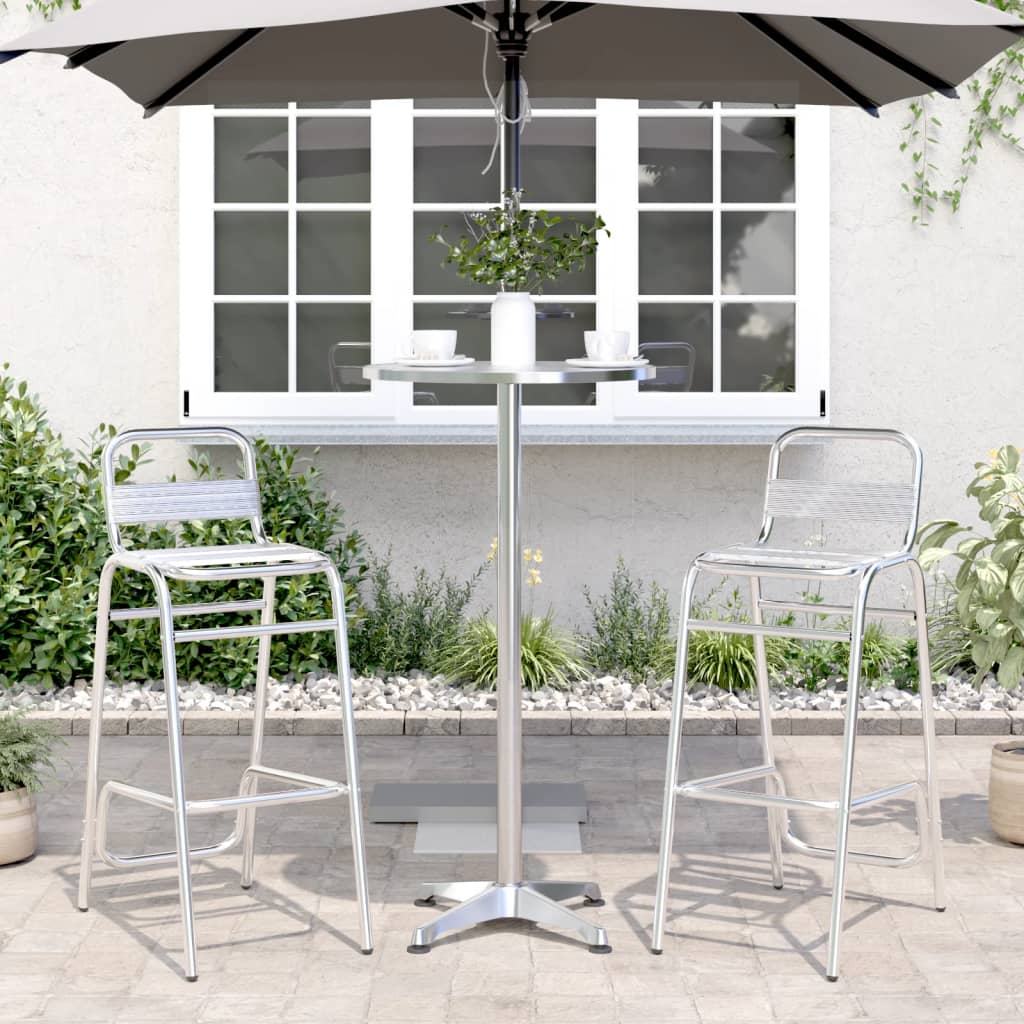 vidaXL Outdoor Bar Table Height Adjustable Ø59.5x70/109.5 cm Aluminium