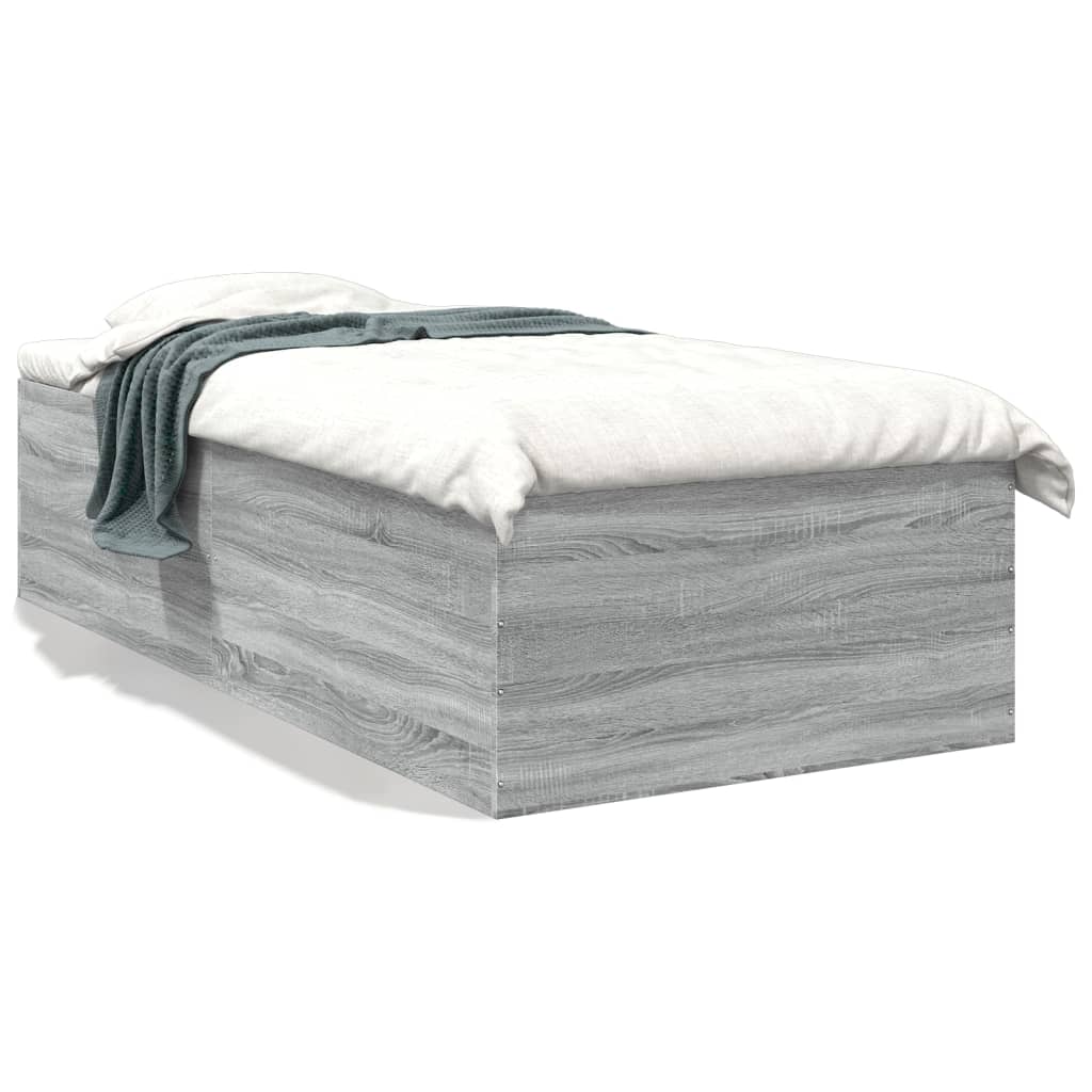 vidaXL Bed Frame without Mattress Grey Sonoma 90x190 cm Single