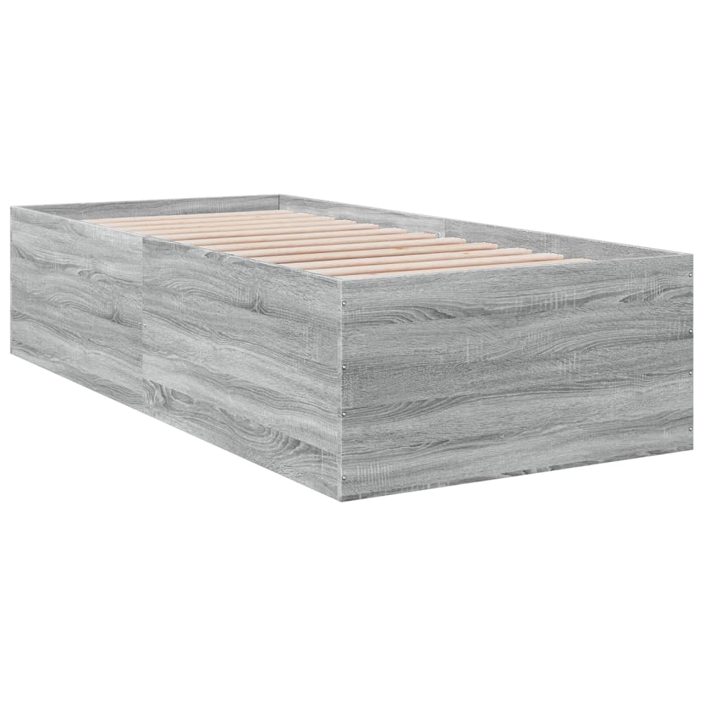 vidaXL Bed Frame without Mattress Grey Sonoma 90x190 cm Single
